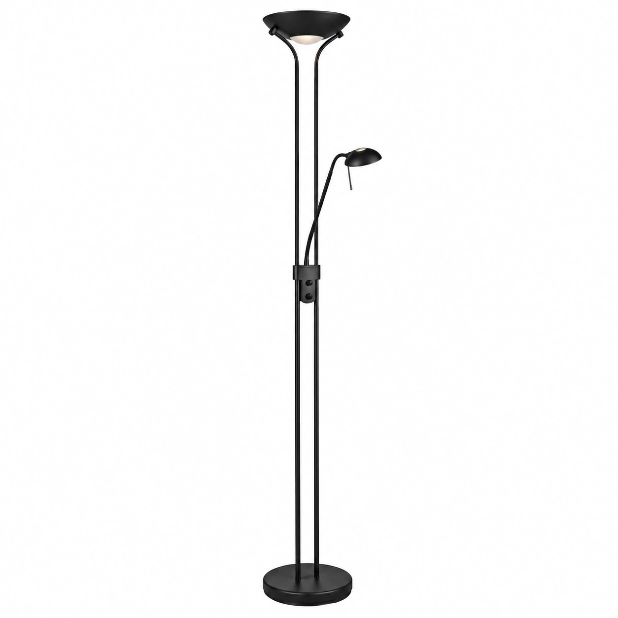 Moderne LED-Stehleuchte mit Lesearm, dimmbar, 180cm, Schwarz