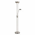 Moderner LED-Deckenfluter mit Lesearm in Silber, dimmbar, 180cm