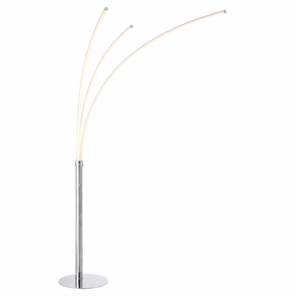 LED Stehlampe 19W mit 3 Leuchten, Chrom, Kippschalter, warmweiß für Wohn- und Schlafzimmer