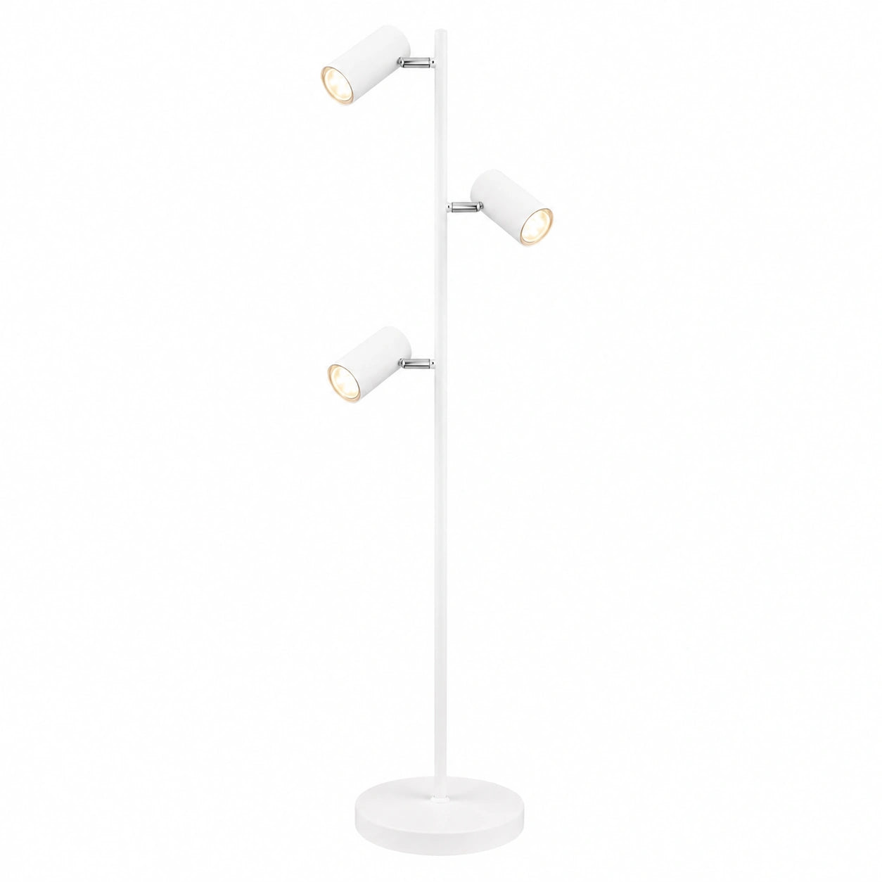 Minimalistische Stehleuchte Luvio mit Drei GU10 Spots, Milchweiß, Flexibel Einstellbar für Wohn- und Arbeitsbereiche