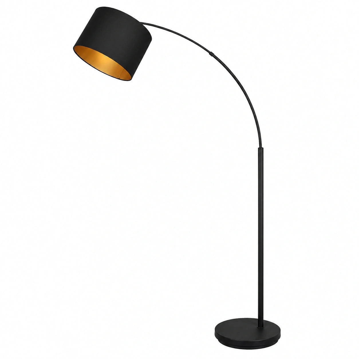 Modernes Bogenleuchte Design Schwarz-Gold, Stoffschirm, E27, Reality Leuchten Bolivia