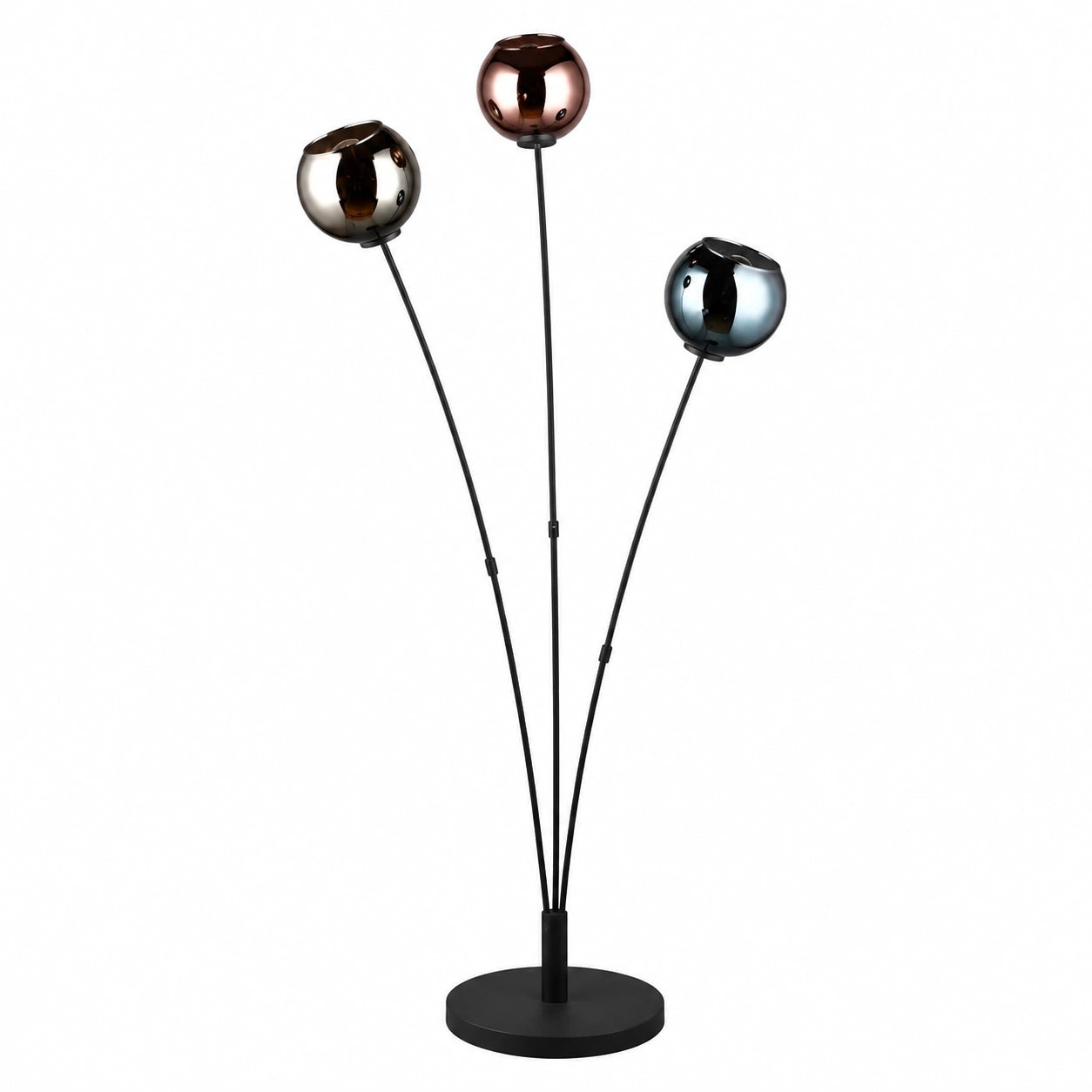 Reality Leuchten Stehlampe Sheldon, Metall Schwarz Matt, Glas Blau/Grün/Kupfer, ohne Leuchtmittel E14