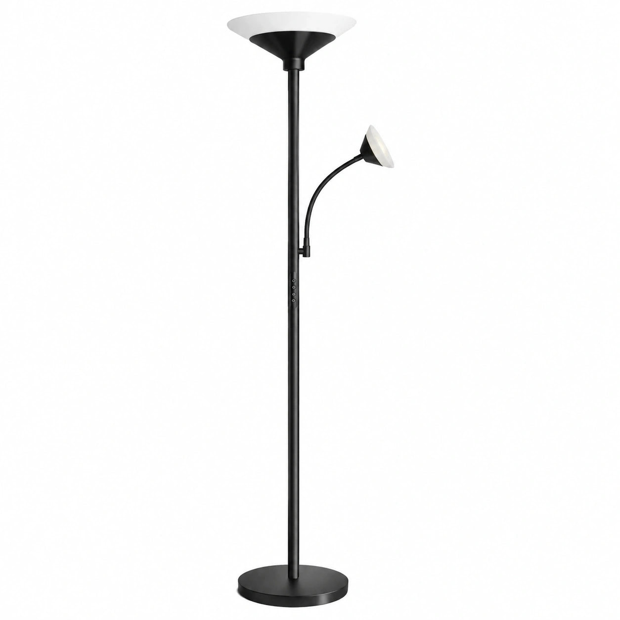 Moderne LED-Stehlampe 33W mit Leselicht, Dimmbar 3000K-6500K, Fernbedienung, Touch-Funktion, Schwarz