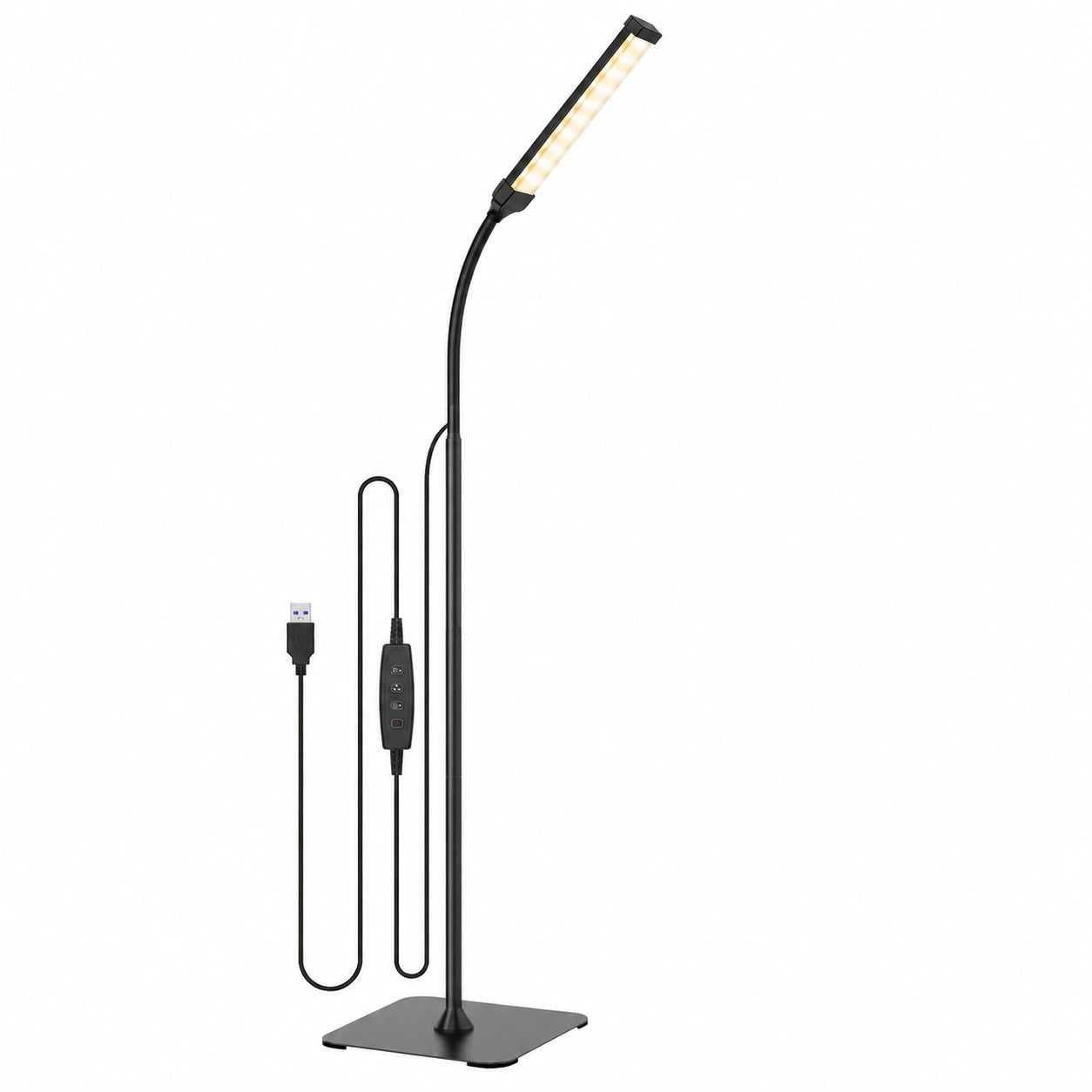 LED-Stehlampe mit flexiblem Schwanenhals, dimmbar, 3 Farbmodi, 10 Helligkeitsstufen, ideal für Wohnzimmer, Schlafzimmer und Büro