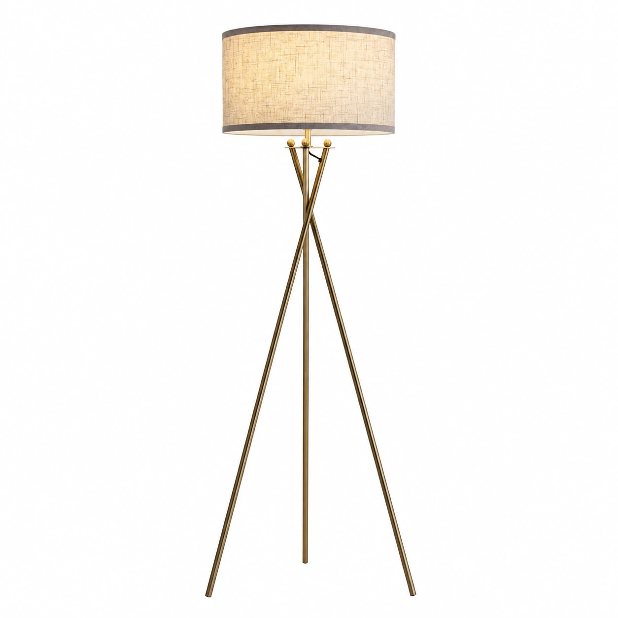 Vintage Dimmbar Stehlampe mit RGB, Stoffschirm Leinen Beige, für Wohnzimmer & Büro