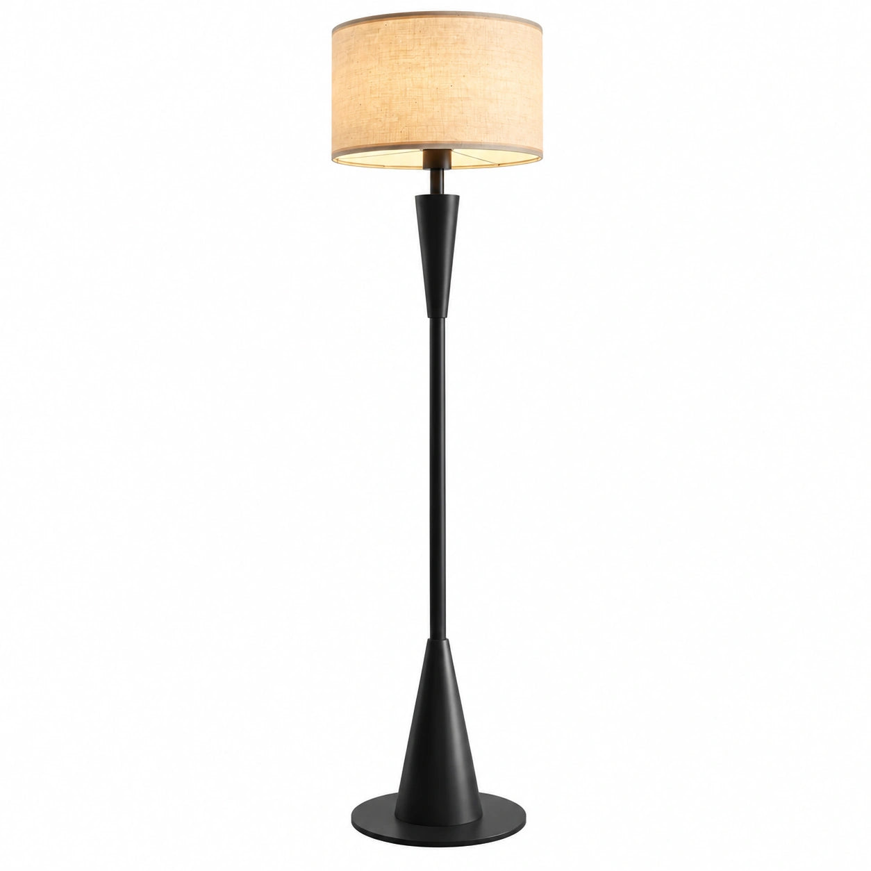 Moderne Stehlampe E27 LED 9W, Dimmbar mit 3 Farbtemperaturen, Stilvolles Design in Schwarz und Beige