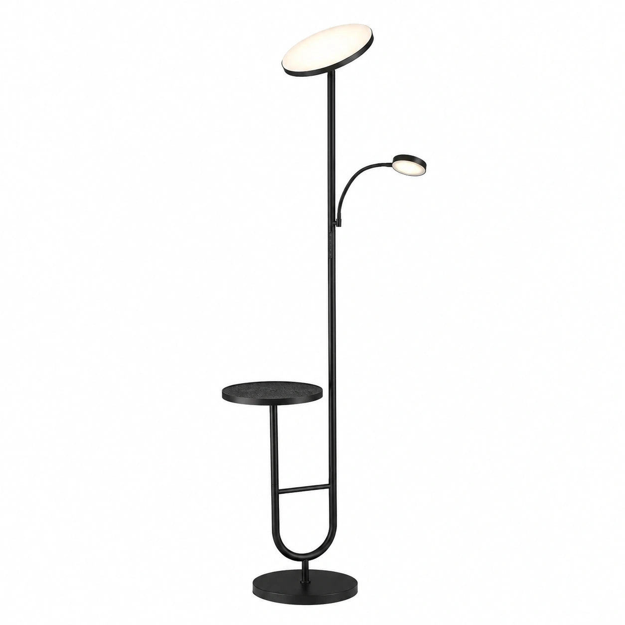 Moderne LED-Stehlampe mit Tisch, dimmbar 3200LM, 2700K-6500K, inkl. Fernbedienung, Schwarz