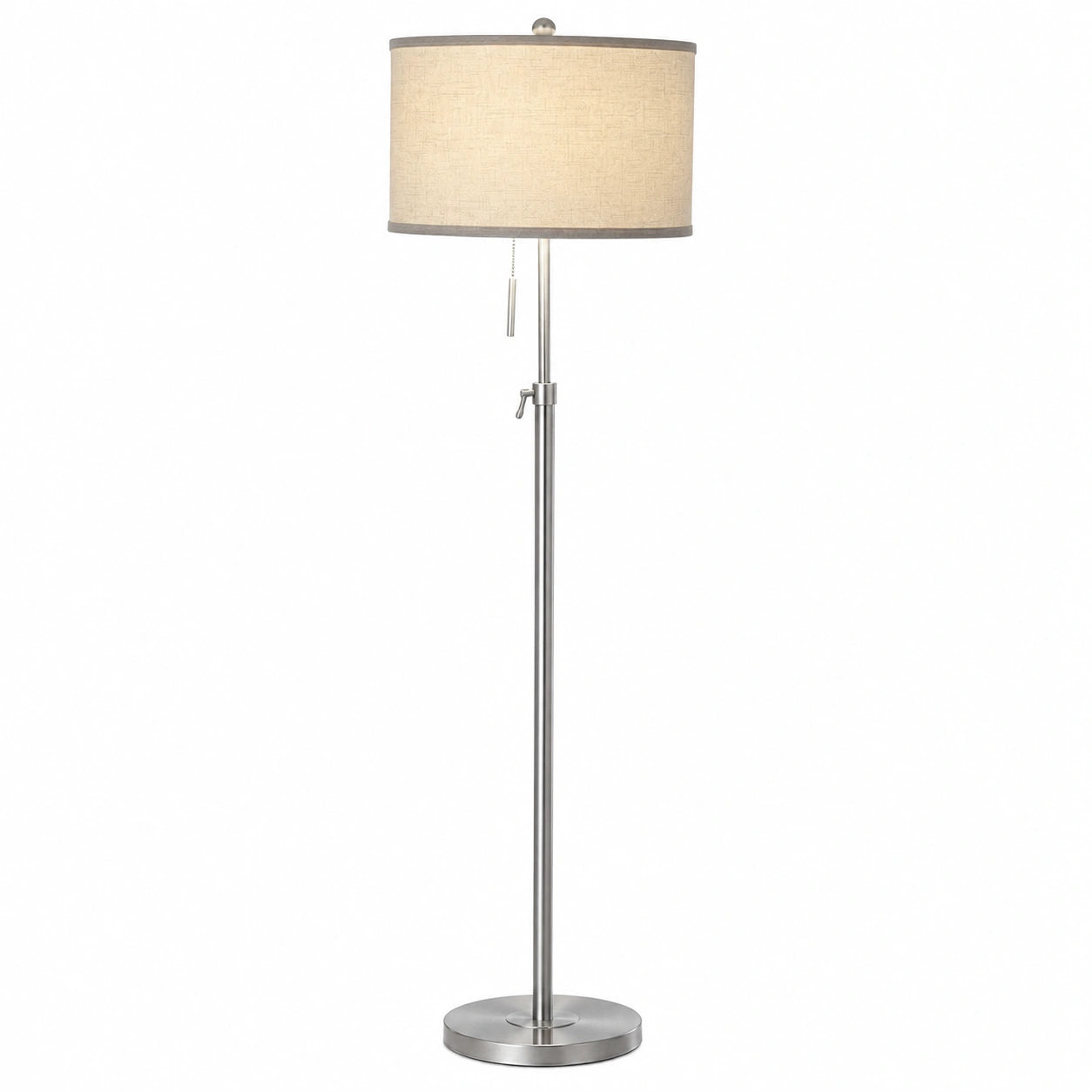 Moderne höhenverstellbare Stehlampe mit Stoffschirm, 3 Farbtemperaturen, E27-Fassung, 140-168 cm, Silber