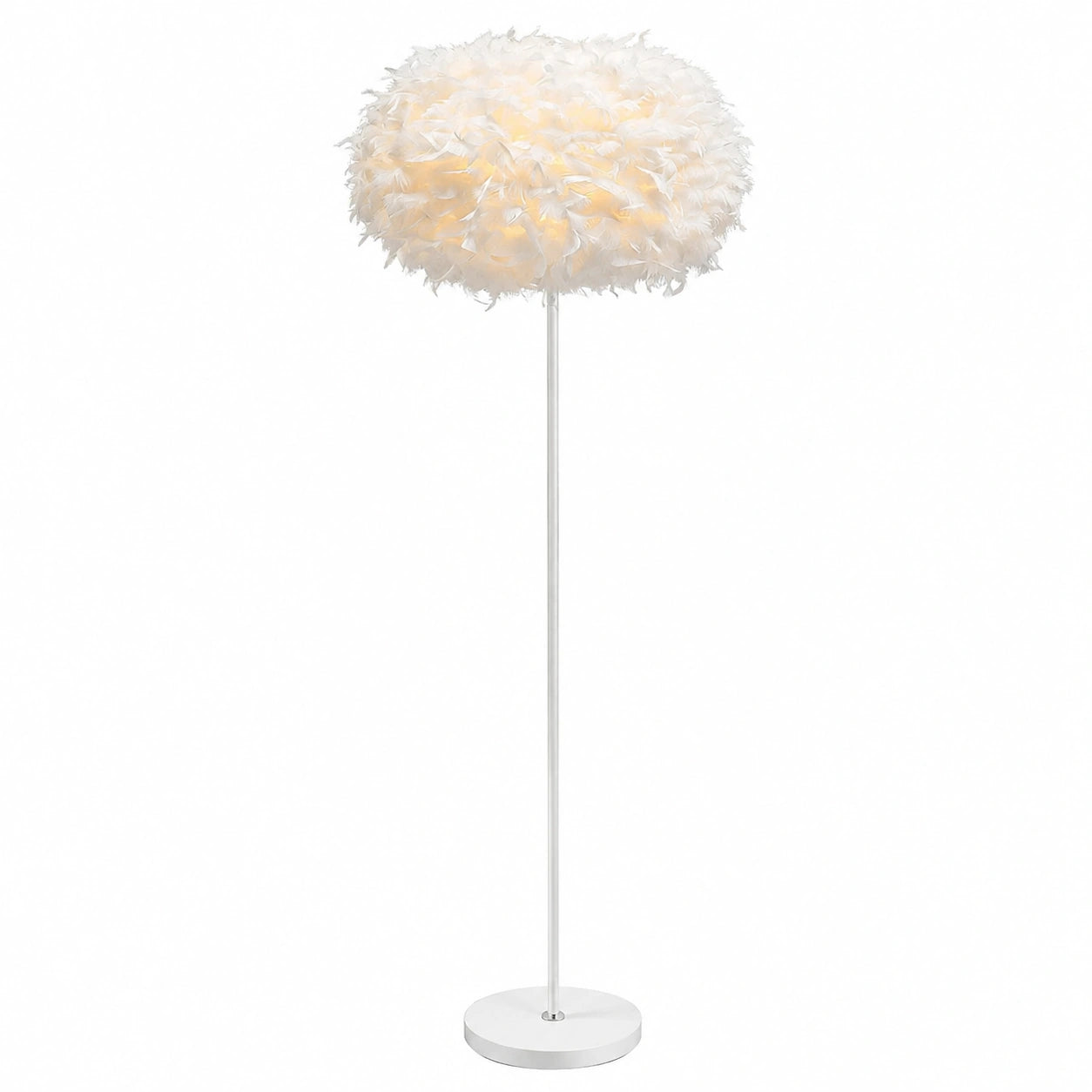 Design Stehlampe mit Feder-Schirm, 140cm Höhe, E27, für Wohn- und Schlafzimmer